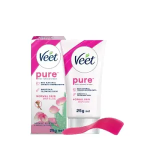Veet Pure Hair Removal Cream Normal Skin With Organic Aloe Vera & Rose Extracts 25 gm